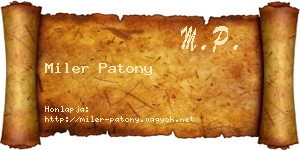 Miler Patony névjegykártya